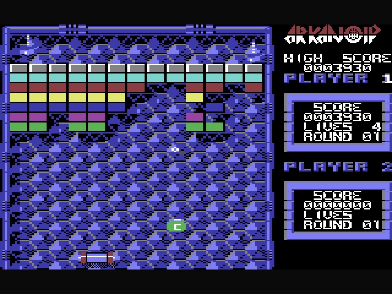 Arkanoid (C64, 1987) screenshot