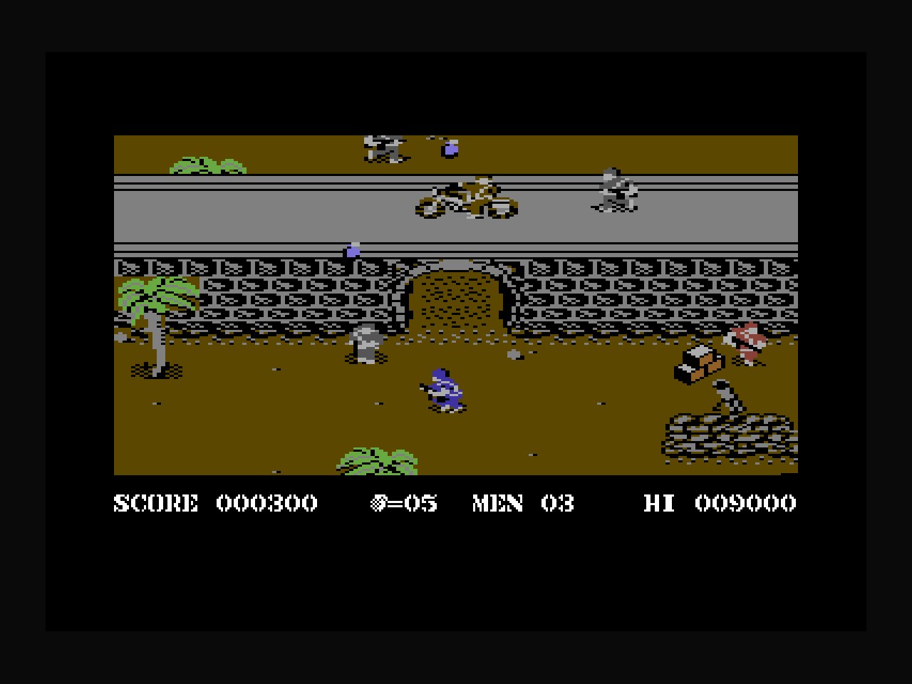 Commando (C64, 1985) in-game screenshot