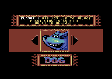 The character select screen showing the Dog fighter