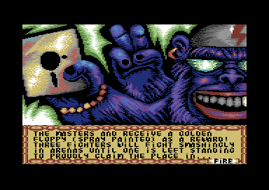 A story screen: four-armed DJ Mega Kong-Fu announcing the tournament
