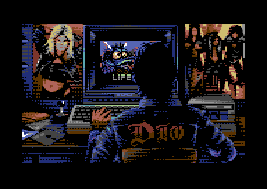 A teenager in his bedroom writing a demo on his C64